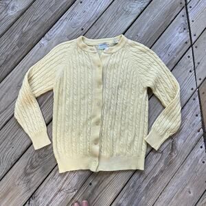 Northern Isles Women's Vintage Yellow Cable Knit Cardigan Sweater Size M